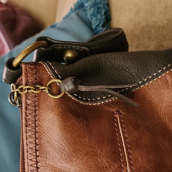 THE SAK Brown and Shimmer Bronze Leather Shoulder Bag.. - Picture 6 of 11